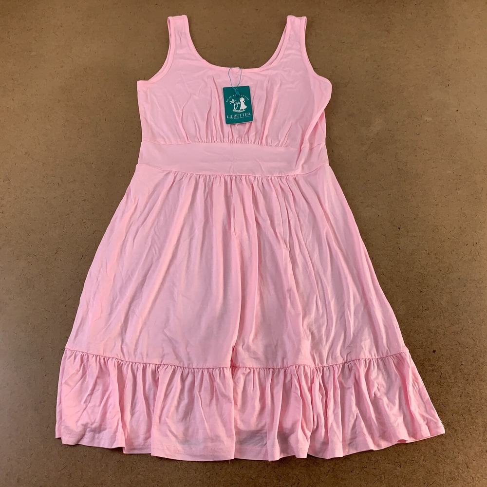 LILBETTER Women's Size Medium Pink Pleated Knee Length Sleeveless Tank Dress NWT